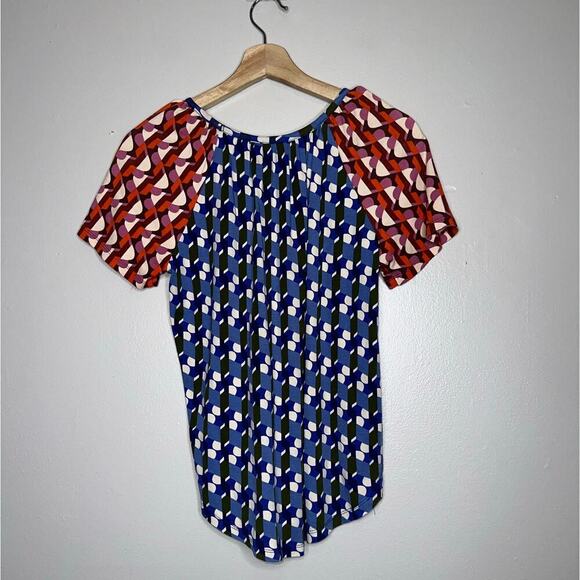 Akemi + Kim Anthropologie Ellipses Printed Tee Blue Motif Size XS Timeless - Picture 7 of 8